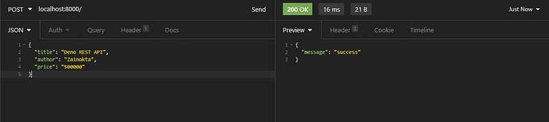POST / to insert the data.