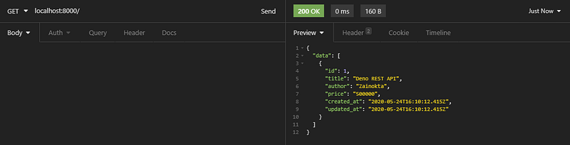 GET / response with data.