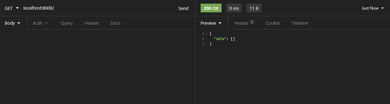 GET / return empty data.